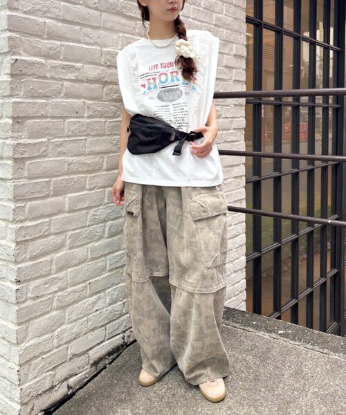 w closet(ダブルクローゼット)の「レースバンドTシャツ(Tシャツ/カットソー・レディース・ブラック/オフホワイト/オレンジ・FREE)」の8枚目の写真