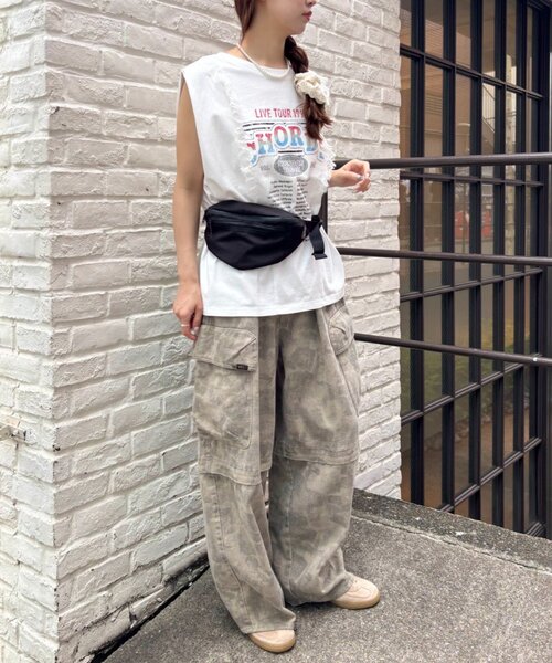 w closet(ダブルクローゼット)の「レースバンドTシャツ(Tシャツ/カットソー・レディース・ブラック/オフホワイト/オレンジ・FREE)」の9枚目の写真