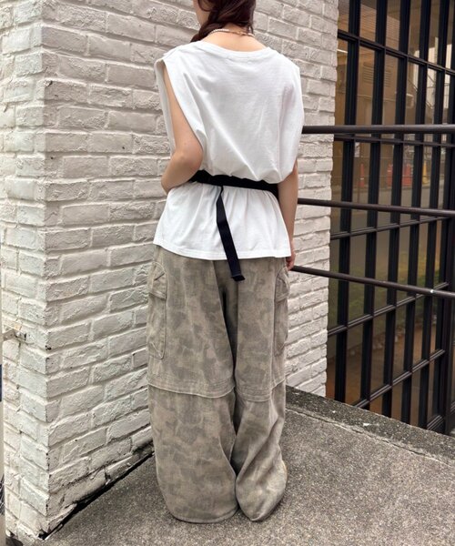 w closet(ダブルクローゼット)の「レースバンドTシャツ(Tシャツ/カットソー・レディース・ブラック/オフホワイト/オレンジ・FREE)」の10枚目の写真