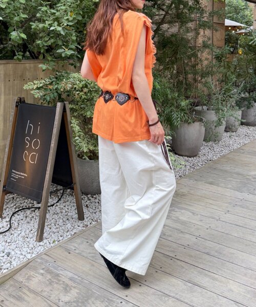 w closet(ダブルクローゼット)の「レースバンドTシャツ(Tシャツ/カットソー・レディース・ブラック/オフホワイト/オレンジ・FREE)」の5枚目の写真