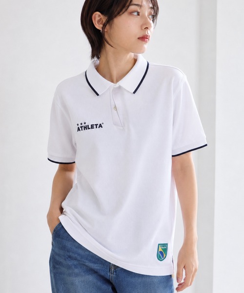 ATHLETA(アスレタ)の「≪athleta≫きちんと見えるのに、気負わず着られる!ATHLETAらしいフットボールムードを、毎日のきれいめカジュアルに馴染ませる鹿の子ポロシャツ(ポロシャツ・レディース・オフホワイト/ブラック/ネイビー・S/M)」の10枚目の写真