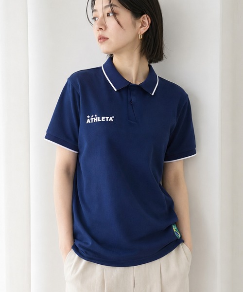 ATHLETA(アスレタ)の「≪athleta≫きちんと見えるのに、気負わず着られる!ATHLETAらしいフットボールムードを、毎日のきれいめカジュアルに馴染ませる鹿の子ポロシャツ(ポロシャツ・レディース・オフホワイト/ブラック/ネイビー・S/M)」の11枚目の写真
