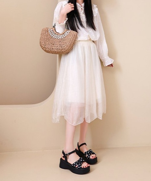 Miniministore(ミニミニストア)の「ドット柄リボン厚底サンダルレディース美脚(サンダル・レディース・ブラック/アイボリー・22.5cm/23.0cm/23.5cm/24.0cm/24.5cm)」の7枚目の写真