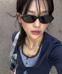2CUBE（トゥキューブ）の「Retro Cat-Eye Oval Sunglasses(Black)（サングラス）」