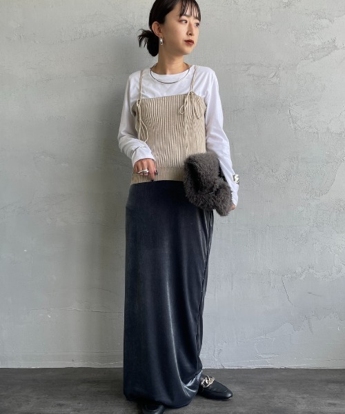 nenom（ネノム）の「【WEB先行予約】[nenom/ネノム] マルチWAYニットビスチェ（キャミソール・レディース・ベージュ/ブラック/グレー/ネイビー・F）」の13枚目の写真