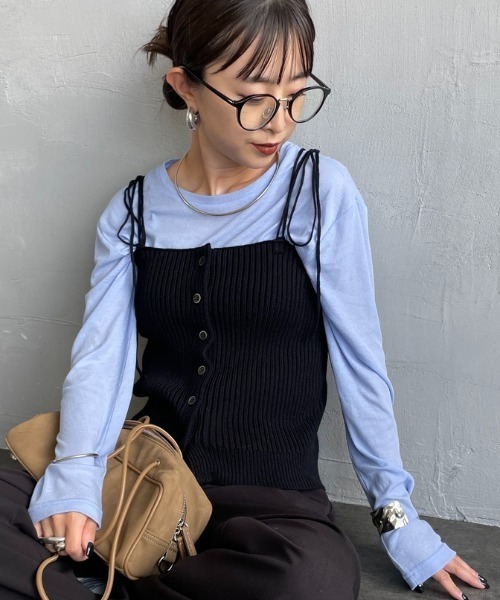 nenom（ネノム）の「【WEB先行予約】[nenom/ネノム] マルチWAYニットビスチェ（キャミソール・レディース・ベージュ/ブラック/グレー/ネイビー・F）」の14枚目の写真