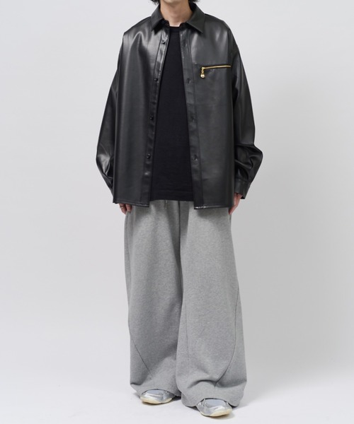 Lui's(ルイス)の「フェイクレザーシャツブルゾン(シャツ/ブラウス・メンズ・オリーブ/ブラック・S/M)」の12枚目の写真