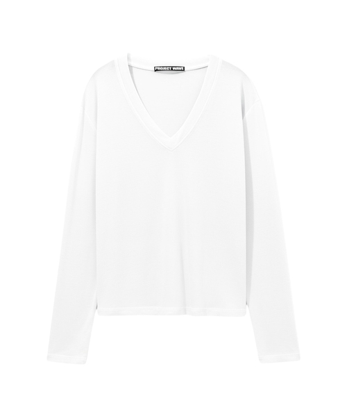 PROJECT WAVE(プロジェクトウェーブ)の「Glow V neck t shirt (5COLOR)(Tシャツ/カットソー・レディース・ブラウン/ライトグレー/ブラック/ダークグレー/アイボリー・FREE)」の1枚目の写真