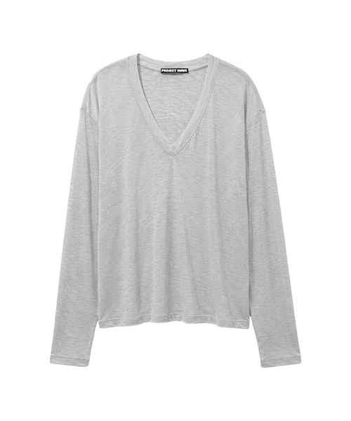 PROJECT WAVE(プロジェクトウェーブ)の「Glow V neck t shirt (5COLOR)(Tシャツ/カットソー・レディース・ブラウン/ライトグレー/ブラック/ダークグレー/アイボリー・FREE)」の3枚目の写真