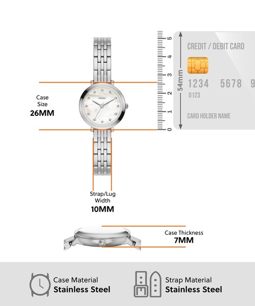 FOSSIL(フォッシル)の「フォッシル 腕時計 レディース アナログ ステンレス ES5499(アナログ腕時計・レディース・シルバー・FREE)」の5枚目の写真