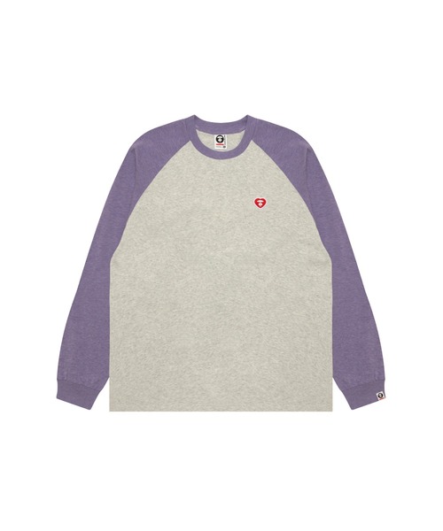 AAPE BY A BATHING APE(エーエイプバイアベイシングエイプ)の「AAPE NOW HEART RAGLAN LONG SLEEVE TEE(Tシャツ/カットソー・メンズ・パープル・MEDIUM/LARGE)」の1枚目の写真
