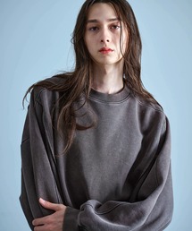 Revo. | Revo. ブリーチ加工 ピグメント ワイド クルーネックスウェット 短丈 ラグランスリーブ(スウェット)