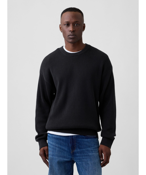 GAP（ギャップ）の「リラックスフィット フィッシャーマンステッチ クルーネックセーター（ニット/セーター・メンズ・ブルー系その他/レッド系その他/ネイビー/グリーン/グレー/ベージュ・XL/L/M/S/XS）」の5枚目の写真