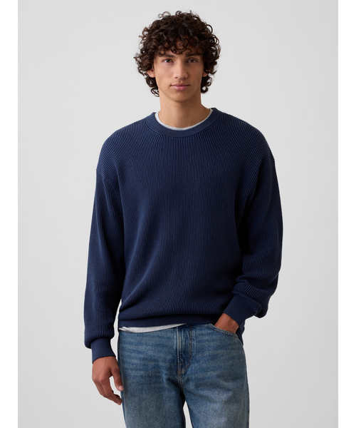 GAP（ギャップ）の「リラックスフィット フィッシャーマンステッチ クルーネックセーター（ニット/セーター・メンズ・ブルー系その他/レッド系その他/ネイビー/グリーン/グレー/ベージュ・XL/L/M/S/XS）」の4枚目の写真