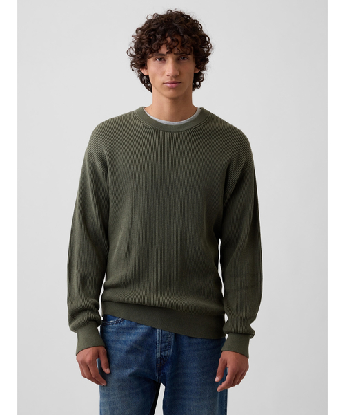 GAP（ギャップ）の「リラックスフィット フィッシャーマンステッチ クルーネックセーター（ニット/セーター・メンズ・ブルー系その他/レッド系その他/ネイビー/グリーン/グレー/ベージュ・XL/L/M/S/XS）」の3枚目の写真