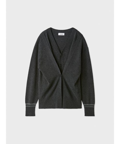 MIESROHE（ミースロエ）の「2WAYウールデザインカーデ（カーディガン/ボレロ・レディース・チャコールグレー/オフホワイト/レッド・F）」の8枚目の写真