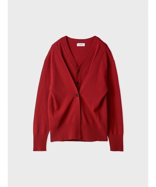 MIESROHE（ミースロエ）の「2WAYウールデザインカーデ（カーディガン/ボレロ・レディース・チャコールグレー/オフホワイト/レッド・F）」の9枚目の写真