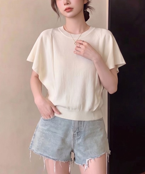 Girly Doll（ガーリードール）の「ドルマンドレープクルーネックニット（Tシャツ/カットソー・レディース・ホワイト/ブラック/ベージュ・FREE）」の7枚目の写真