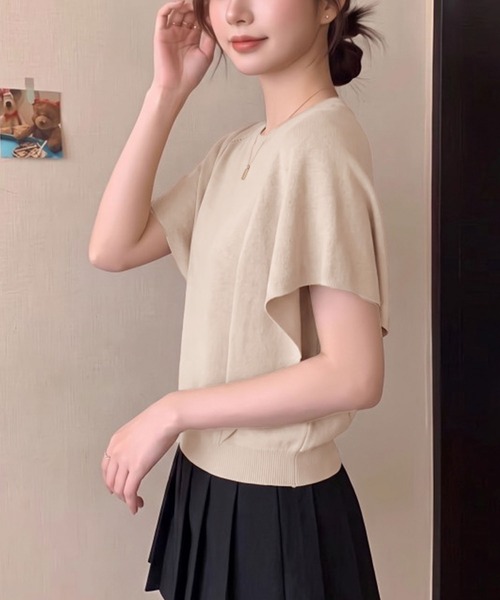 Girly Doll（ガーリードール）の「ドルマンドレープクルーネックニット（Tシャツ/カットソー・レディース・ホワイト/ブラック/ベージュ・FREE）」の11枚目の写真