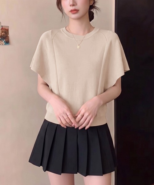Girly Doll（ガーリードール）の「ドルマンドレープクルーネックニット（Tシャツ/カットソー・レディース・ホワイト/ブラック/ベージュ・FREE）」の12枚目の写真