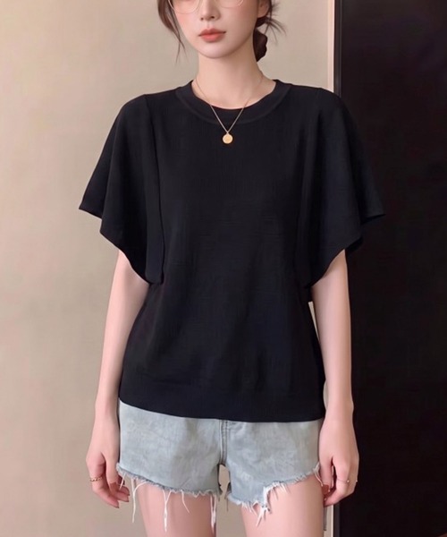 Girly Doll（ガーリードール）の「ドルマンドレープクルーネックニット（Tシャツ/カットソー・レディース・ホワイト/ブラック/ベージュ・FREE）」の5枚目の写真