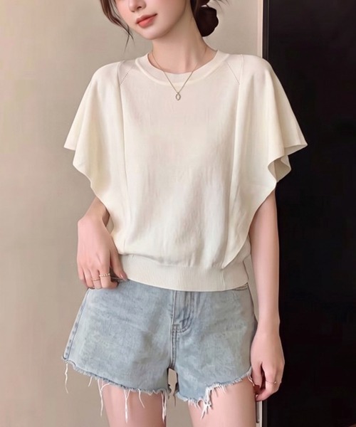 Girly Doll（ガーリードール）の「ドルマンドレープクルーネックニット（Tシャツ/カットソー・レディース・ホワイト/ブラック/ベージュ・FREE）」の8枚目の写真