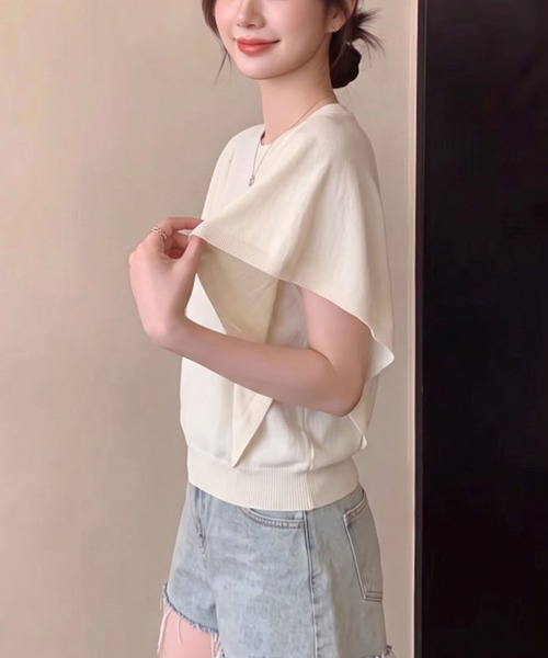 Girly Doll（ガーリードール）の「ドルマンドレープクルーネックニット（Tシャツ/カットソー・レディース・ホワイト/ブラック/ベージュ・FREE）」の9枚目の写真