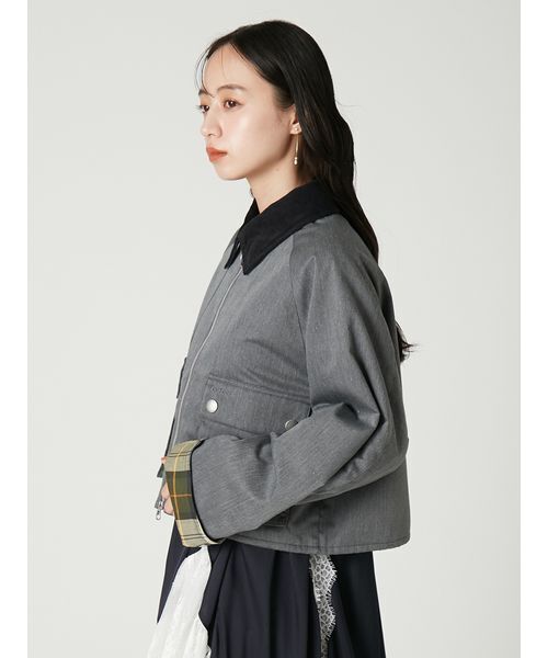 FRAY I.D(フレイアイディー)の「【撥水】【Barbour】ショートフライトジャケット(その他アウター・レディース・グレー/ベージュ・38/36)」の14枚目の写真