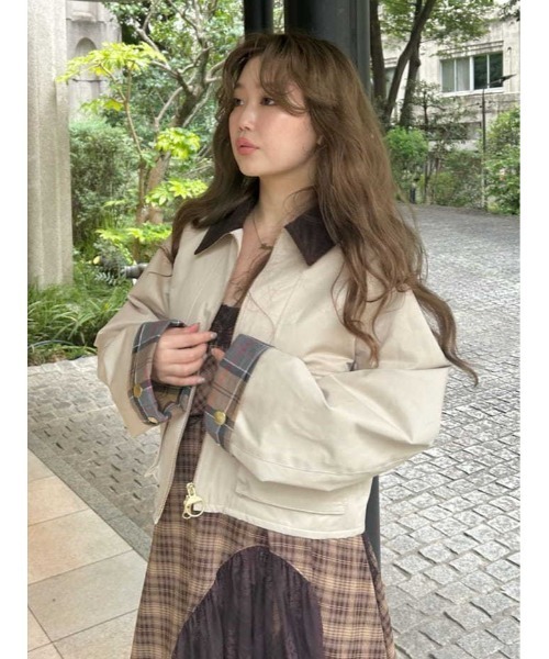 FRAY I.D(フレイアイディー)の「【撥水】【Barbour】ショートフライトジャケット(その他アウター・レディース・グレー/ベージュ・38/36)」の1枚目の写真