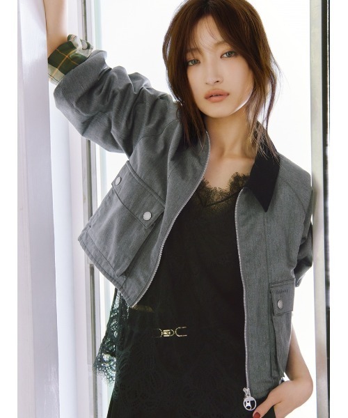FRAY I.D(フレイアイディー)の「【撥水】【Barbour】ショートフライトジャケット(その他アウター・レディース・グレー/ベージュ・38/36)」の9枚目の写真