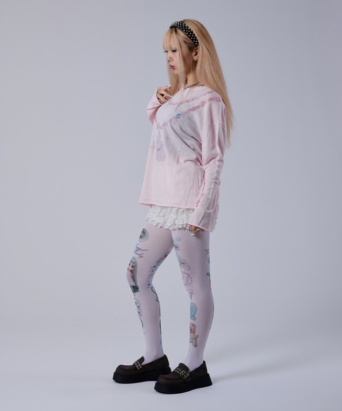 dollslutz(ドルズラッツ)の「【dollslutz】whimsical pony sheer knit /【ドルズラッツ】ウィムジカルポニーシアーニット(ニット/セーター・レディース・ピンク/ホワイト・FREE)」の10枚目の写真