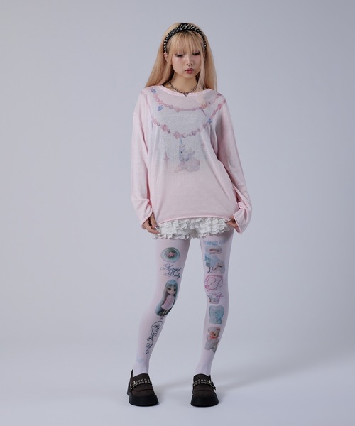 dollslutz(ドルズラッツ)の「【dollslutz】whimsical pony sheer knit /【ドルズラッツ】ウィムジカルポニーシアーニット(ニット/セーター・レディース・ピンク/ホワイト・FREE)」の9枚目の写真