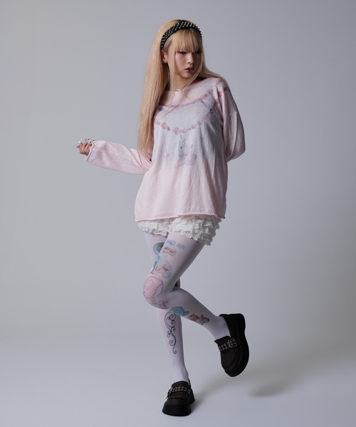 dollslutz(ドルズラッツ)の「【dollslutz】whimsical pony sheer knit /【ドルズラッツ】ウィムジカルポニーシアーニット(ニット/セーター・レディース・ピンク/ホワイト・FREE)」の13枚目の写真