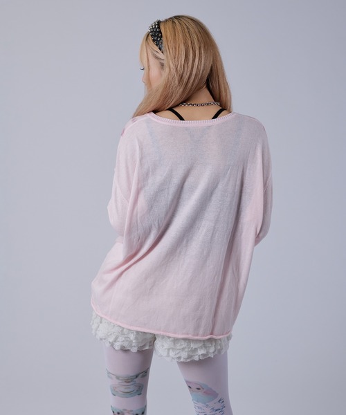 dollslutz(ドルズラッツ)の「【dollslutz】whimsical pony sheer knit /【ドルズラッツ】ウィムジカルポニーシアーニット(ニット/セーター・レディース・ピンク/ホワイト・FREE)」の8枚目の写真
