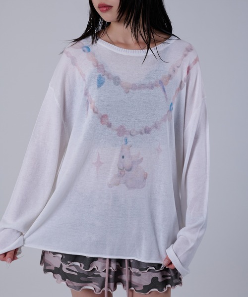 dollslutz(ドルズラッツ)の「【dollslutz】whimsical pony sheer knit /【ドルズラッツ】ウィムジカルポニーシアーニット(ニット/セーター・レディース・ピンク/ホワイト・FREE)」の22枚目の写真