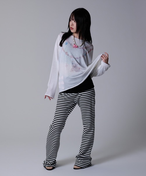 dollslutz(ドルズラッツ)の「【dollslutz】whimsical pony sheer knit /【ドルズラッツ】ウィムジカルポニーシアーニット(ニット/セーター・レディース・ピンク/ホワイト・FREE)」の4枚目の写真