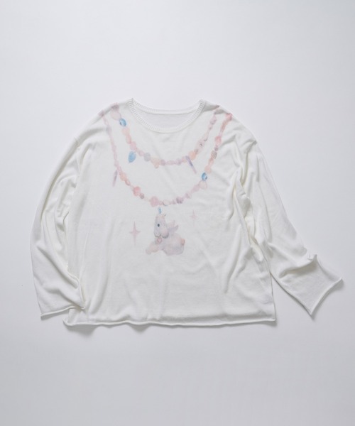 dollslutz(ドルズラッツ)の「【dollslutz】whimsical pony sheer knit /【ドルズラッツ】ウィムジカルポニーシアーニット(ニット/セーター・レディース・ピンク/ホワイト・FREE)」の5枚目の写真