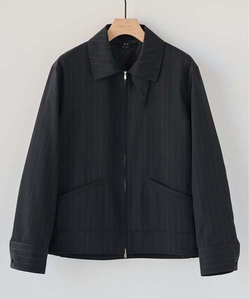 PUBLIC TOKYO(パブリックトウキョウ)の「【ZOZO限定26AW先行予約】High Daily Sports Jacket(ブルゾン・メンズ・ストライプ/ブラック/グレイッシュベージュ・S/M/L)」の3枚目の写真