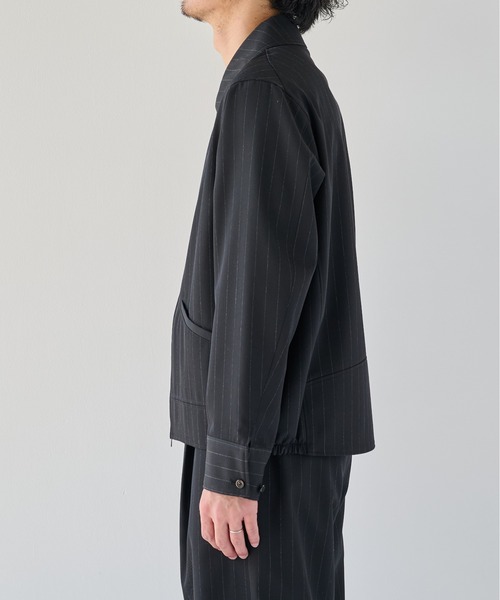 PUBLIC TOKYO(パブリックトウキョウ)の「【ZOZO限定26AW先行予約】High Daily Sports Jacket(ブルゾン・メンズ・ストライプ/ブラック/グレイッシュベージュ・S/M/L)」の12枚目の写真