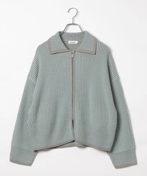 《満たされニットシリーズ》配色リブZIPカーディガン 826786