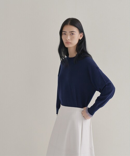 cloenc（クロエンス）の「【WEB限定カラーあり】Relaxy Rich シルクカシミヤ混 クルーニット（ニット/セーター・レディース・ピンク/サックスブルー/ブラウン系8/ライトグレー系8/オリーブ/ワインレッド/ライトイエロー系/ベージュ系その他7/ネイビー・02）」の6枚目の写真