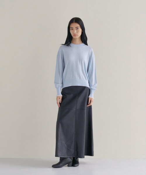 cloenc（クロエンス）の「【WEB限定カラーあり】Relaxy Rich シルクカシミヤ混 クルーニット（ニット/セーター・レディース・ピンク/サックスブルー/ブラウン系8/ライトグレー系8/オリーブ/ワインレッド/ライトイエロー系/ベージュ系その他7/ネイビー・02）」の7枚目の写真