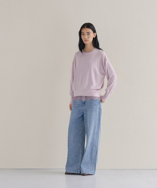 cloenc（クロエンス）の「【WEB限定カラーあり】Relaxy Rich シルクカシミヤ混 クルーニット（ニット/セーター・レディース・ピンク/サックスブルー/ブラウン系8/ライトグレー系8/オリーブ/ワインレッド/ライトイエロー系/ベージュ系その他7/ネイビー・02）」の8枚目の写真
