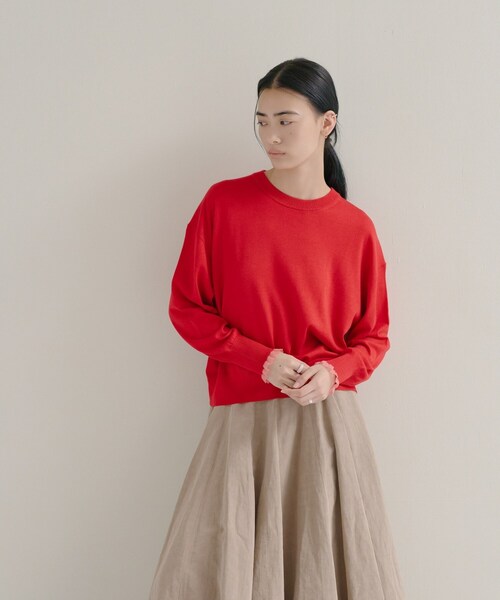 cloenc（クロエンス）の「【WEB限定カラーあり】Relaxy Rich シルクカシミヤ混 クルーニット（ニット/セーター・レディース・ピンク/サックスブルー/ブラウン系8/ライトグレー系8/オリーブ/ワインレッド/ライトイエロー系/ベージュ系その他7/ネイビー・02）」の11枚目の写真