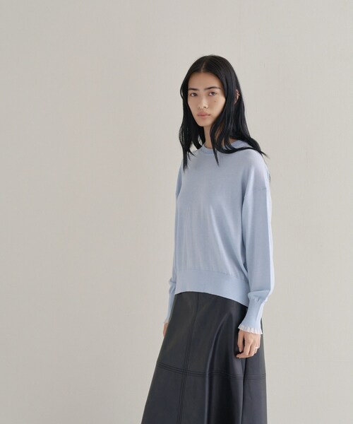 cloenc（クロエンス）の「【WEB限定カラーあり】Relaxy Rich シルクカシミヤ混 クルーニット（ニット/セーター・レディース・ピンク/サックスブルー/ブラウン系8/ライトグレー系8/オリーブ/ワインレッド/ライトイエロー系/ベージュ系その他7/ネイビー・02）」の18枚目の写真