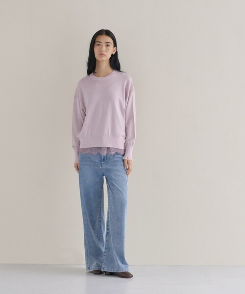 cloenc（クロエンス）の「【WEB限定カラーあり】Relaxy Rich シルクカシミヤ混 クルーニット（ニット/セーター・レディース・ピンク/サックスブルー/ブラウン系8/ライトグレー系8/オリーブ/ワインレッド/ライトイエロー系/ベージュ系その他7/ネイビー・02）」の21枚目の写真