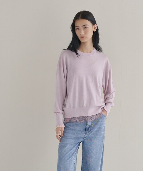 cloenc（クロエンス）の「【WEB限定カラーあり】Relaxy Rich シルクカシミヤ混 クルーニット（ニット/セーター・レディース・ピンク/サックスブルー/ブラウン系8/ライトグレー系8/オリーブ/ワインレッド/ライトイエロー系/ベージュ系その他7/ネイビー・02）」の22枚目の写真