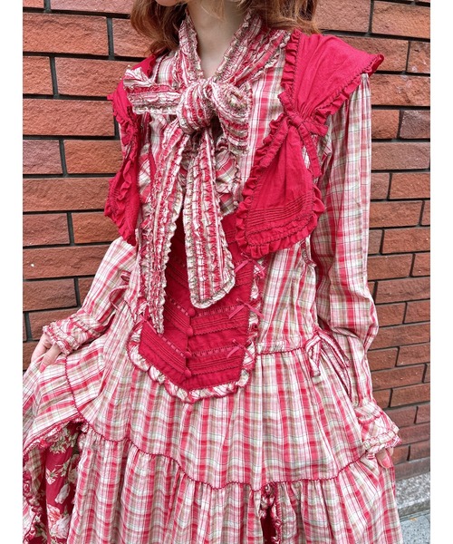 PINK HOUSE(ピンクハウス)の「ローンスカーフ襟付きオリジナルチェックタブリエ(その他トップス・レディース・ブルー/パープル/ブラック/レッド・フリー)」の7枚目の写真