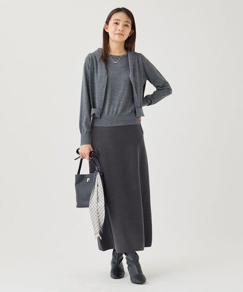 INDIVI(インディヴィ)の「【SETUP可/ベルト裏 配色】ウーリーWフェイスAラインニットスカート(スカート・レディース・チャコールグレー/ブラウン系8/ライトグレー系8・40/05/13/36/38/15 )」の8枚目の写真
