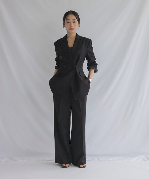 chlal(クラール)の「ワイドタックパンツ(スラックス・レディース・ブラック/ホワイト・36/38)」の5枚目の写真